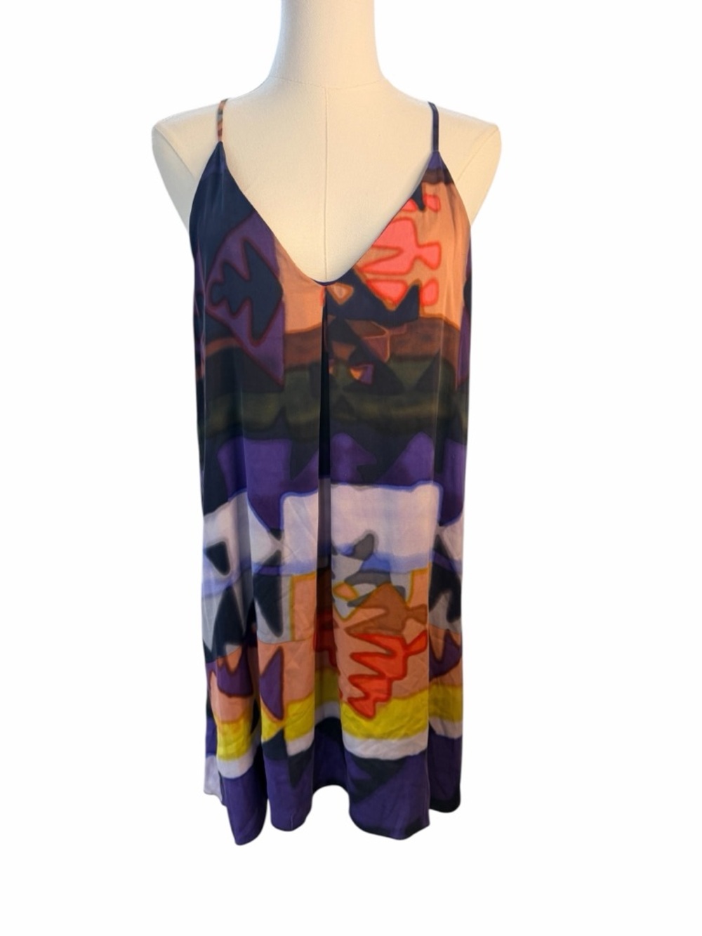Alice + Olivia Silk Camisole Dress Abstract Print Slip Mini S